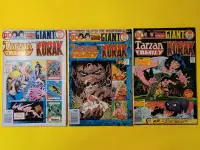 3 old Tarzan, Korak, John Carter of Mars DC comic books (1976)
