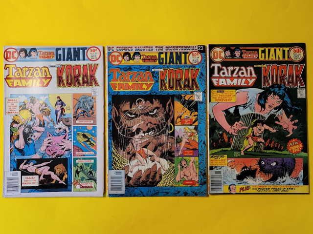 3 old Tarzan, Korak, John Carter of Mars DC comic books (1976) in Comics & Graphic Novels in Fredericton