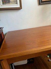 exquisite mid century teak table with 2 extensions