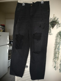 Black distressed wide leg jeans. Size 15 Refuge Denim brand 