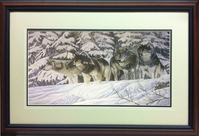 Wolf Trucker Print By Santo De Vita framed two mat board wood fr in Arts & Collectibles in City of Toronto