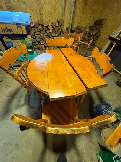 Hardwood table and chairs, View more