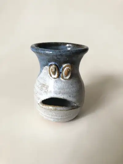 Ceramic Studio Art Succulent Funny Face Cactus Planter Signed, View more
