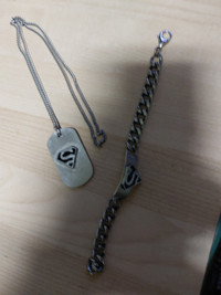 Superman pendant and bracelet stainless steel logo black&silver