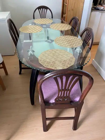 Oval Glass Top Dining Table & 5 Chairs Set, View more