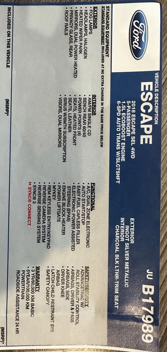 2018 Ford Escape64639722153985124