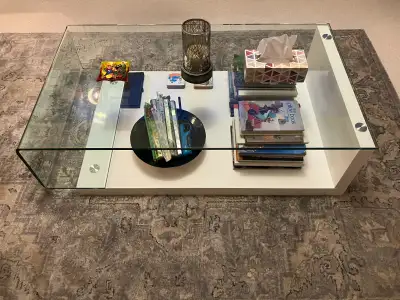 Retail $650 Mobler 2-Level Glass Coffee Table, View more