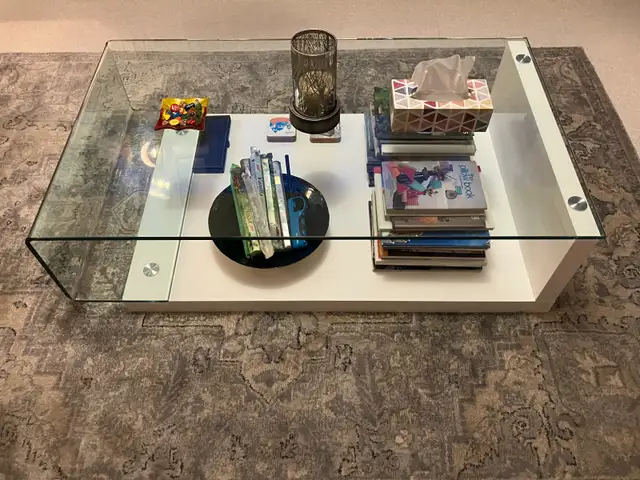 Retail $650 Mobler 2-Level Glass Coffee Table
