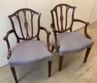 Elegant pair of antique arm chairs, refurbished