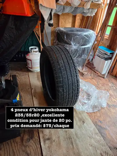 I am selling a set of four Yokohama winter tires in size 235/55R20, which are in excellent condition...