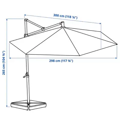 Offset (cantilevered) patio umbrella, In new condition. Easy to assemble. Only 4 screws required. (I...