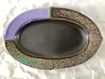 PRICE DROP-Signed JOAN McNEIL Small Stoneware Plate Trinket Dish, View more