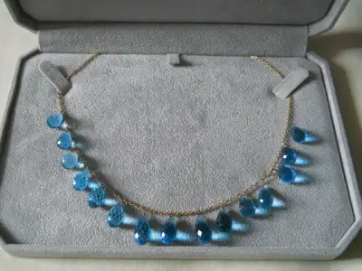 10K YELLOW GOLD BLUE TOPAZ NECKLACE, View more