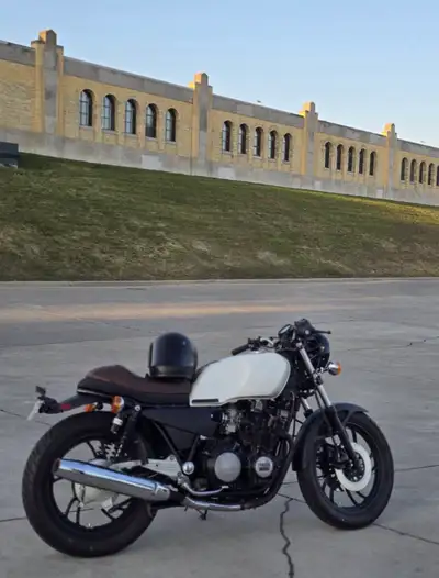This 1982 Yamaha cafe racer features a clean, sleek minimalist design. This bike turns a lot of head...