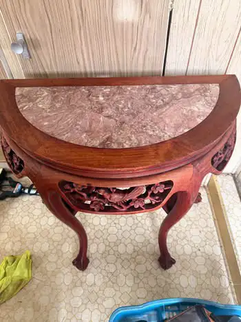 Chinese Rosewood Console Table and Chairs Set, View more