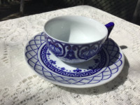 Bombay Company Adelaide cobalt blue teacups and saucers