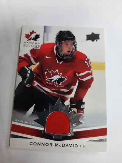 Connor McDavid 2014 Upper Deck Team Canada Juniors Jersey Card #183 Game Used Very good condition Te...