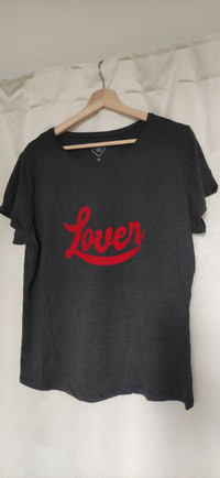 T-shirt LOVER gris et rouge - Taille XL