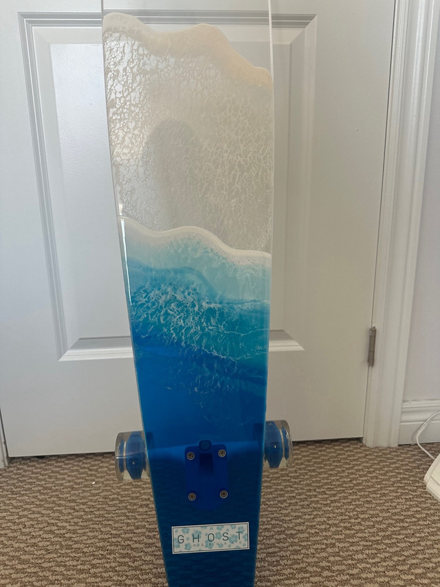 Ghost Board long board (Grace Bell art) Wave design in Skateboard in Peterborough - Image 3