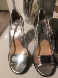 Michael Kors silver comfortable heels 