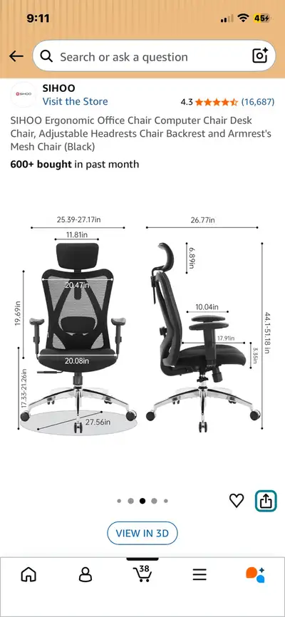 SIHOO Ergonomic Office Chair, View more
