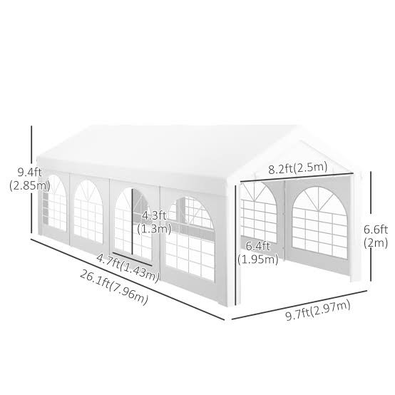 10' x 26' Party Tent Canopy Shelter, Portable Garage Carport wit in Outdoor Décor in Kawartha Lakes - Image 3