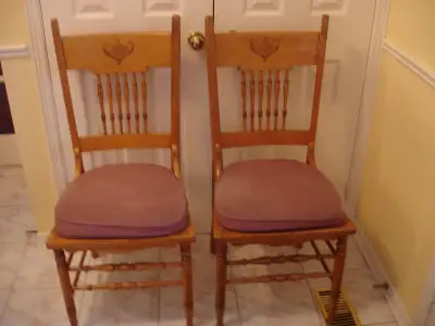 Pair of antique dining chairs, View more
