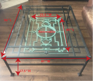Vintage French Iron Architectural Fragment Glass Coffee Table. in Coffee Tables in Mississauga / Peel Region - Image 2