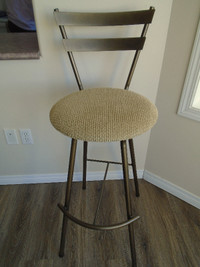 Pair of modern, swivel, high back kitchen island stools