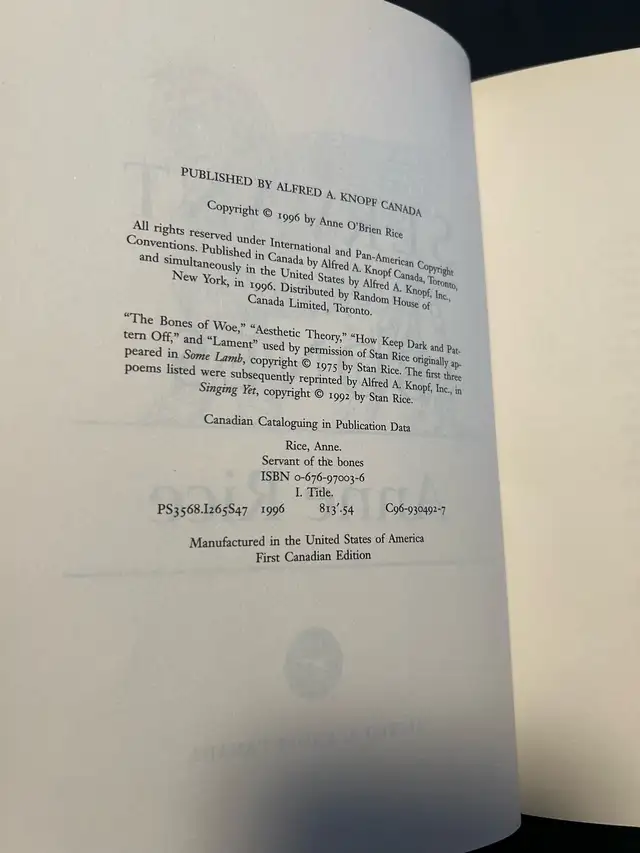 Anne Rice novel “Servant of the Bones” in Fiction in City of Toronto - Image 7