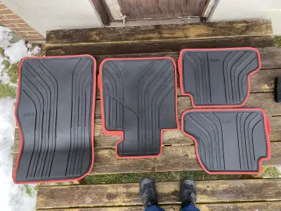 2017 M240i BMW OEM Black Red Rubber Sports Mats with red borders lightly used.