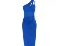 Women's One Shoulder Cutout Ruched Bodycon Dress