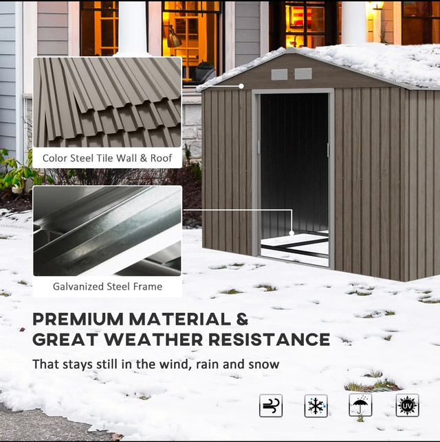 11' x 13' Backyard Garden Storage Tool Shed Double Sliding door in Outdoor Tools & Storage in Kawartha Lakes - Image 2