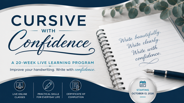 Cursive with Confidence - Starts October 13th - Register Early