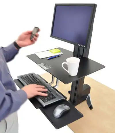 Ergotron WorkFit-S Single Monitor with Worksurface. Call or Text Six04-440-3489. Transform any surfa...