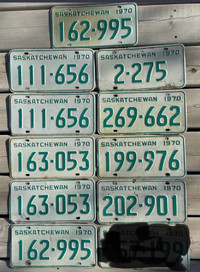 1970 Saskatchewan License Plates