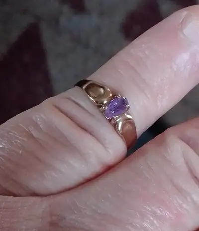10k Gold Ring with purple stone, View more