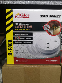 Kidde Pro Series Smoke Alarm 120V w/ Battery Backup 3 PACK