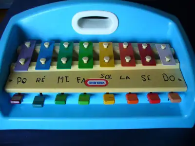 Largeur de 40 cm, 8 notes, touches solides en métal, excellent état.