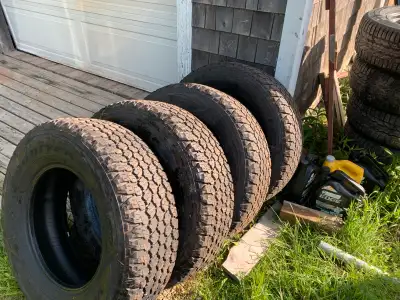 Set of four Goodyear Wranglers. Two have about 70% tread left and the other two have about 50%.