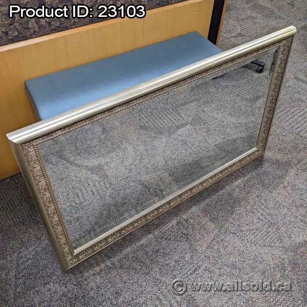 Brass Tone Wood Frame Wall Mirror 30 x 48 in Home Décor & Accents in Calgary - Image 2