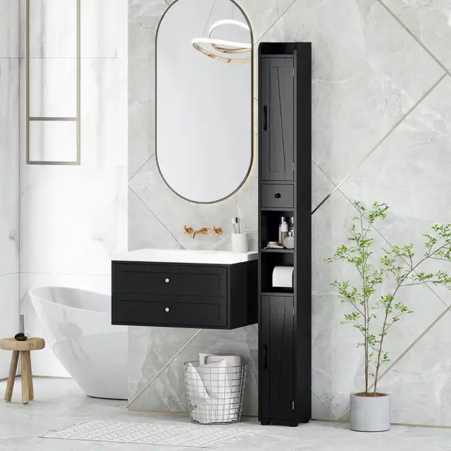 72" tall Narrow Bathroom Cabinet, Tall Bathroom Storage Cabinet  in Bookcases & Shelving Units in Markham / York Region - Image 2