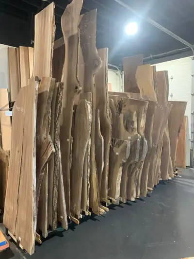 Kiln dried live edge Black Walnut slabs. A variety of lengths, shapes and depths. They are available...