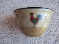 Vintage Monroe Salt Works LARGE Pottery Bowl with Rooster
