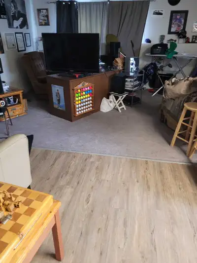 Master bedroom of spacious basement suite for rent to responsible working adult (furnished). Parking...