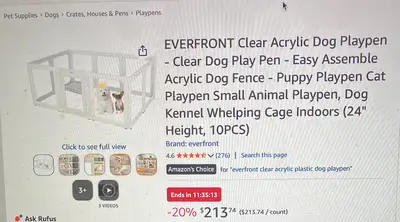 Dog playpen - transparent panels, View more