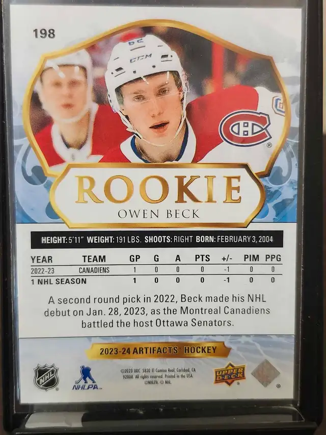 Owen Beck Rookie Artifacts 2023-2463882167263361121