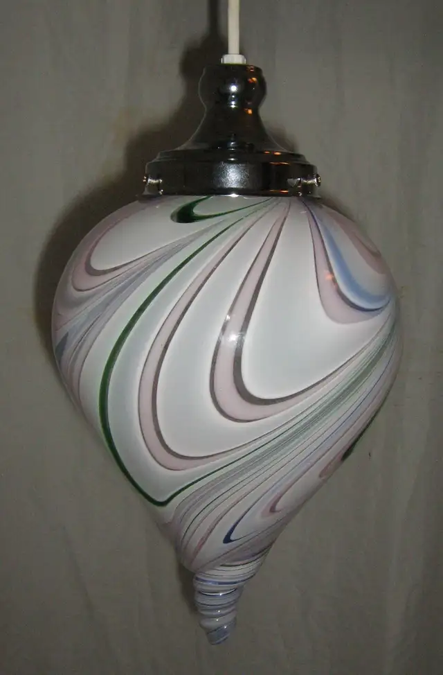 Vintage MCM Murano Multicolor Swirl Glass Pendant Light in Indoor Lighting & Fans in City of Toronto - Image 2