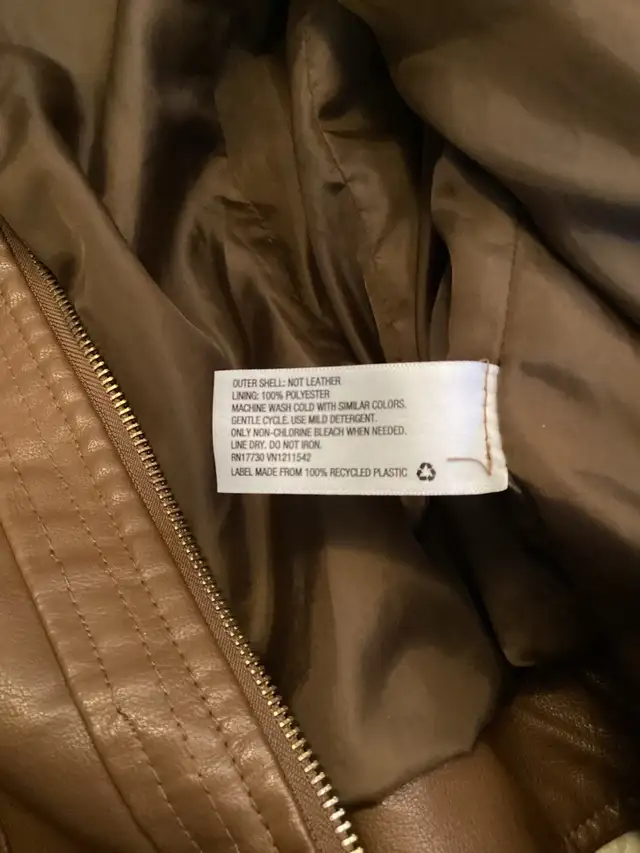 Women’s Brown Faux Leather Motorcycle Style Jacket Size 2XL in Women's - Tops & Outerwear in Oshawa / Durham Region - Image 6