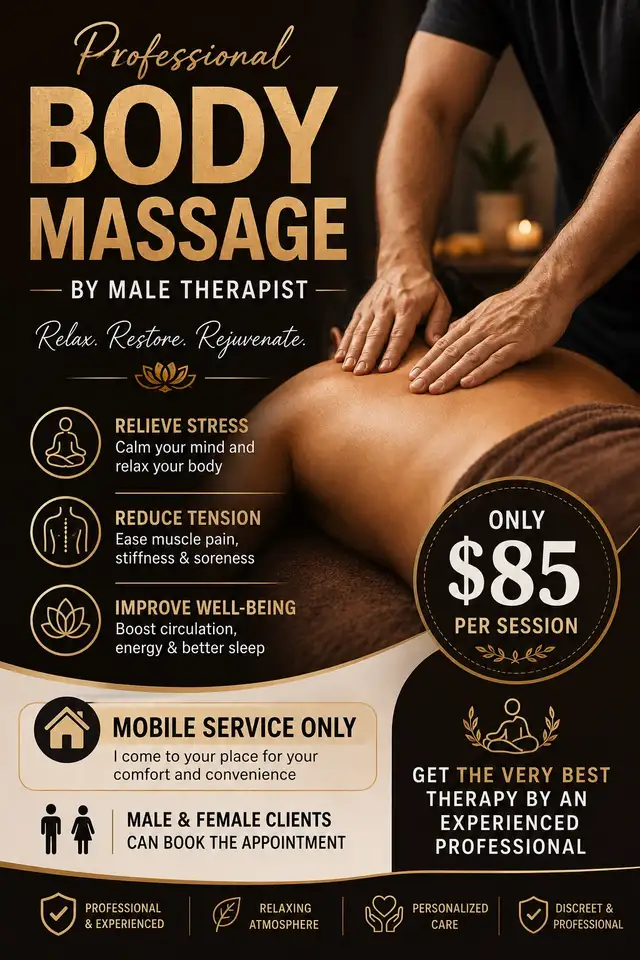 body massage mobile service by Male Therapist 